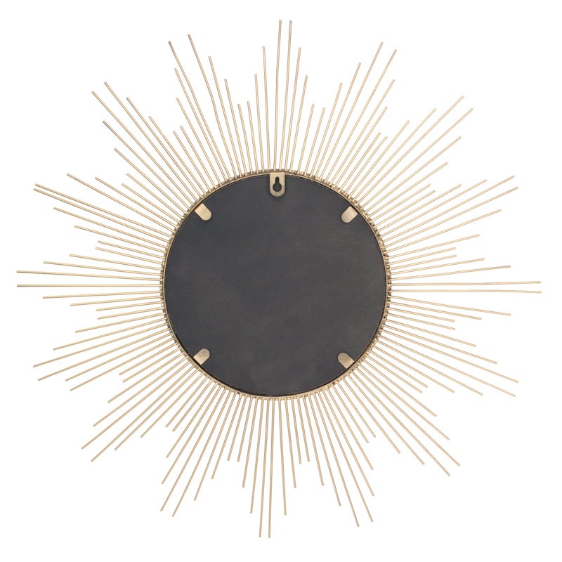 Stonebriar Round 23" Antique Gold Metal Starburst Hanging Wall Mirror with Attached Mounting Bracket, Decorative Decor for the Living Room, Bedroom, Bathroom, Hallway, and Entryway - Image 5